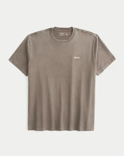 Hollister Relaxed Heavyweight Cotton Logo T-shirt In Neutral