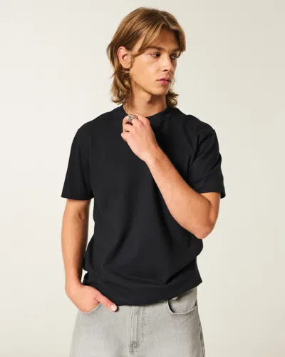 Hollister Relaxed Heavyweight Crew T-shirt In Black