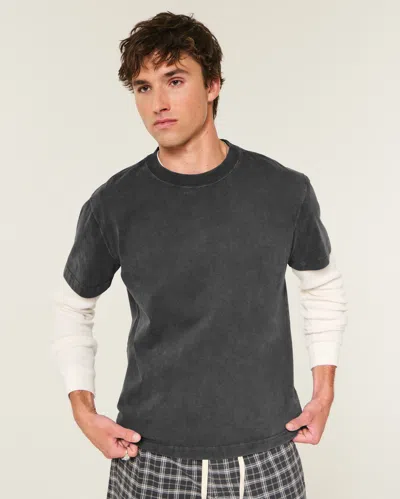 Hollister Relaxed Heavyweight Washed Crew T-shirt In Gray