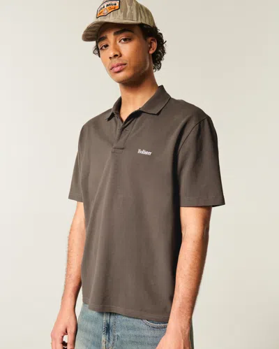 Hollister Relaxed Logo Polo In Brown