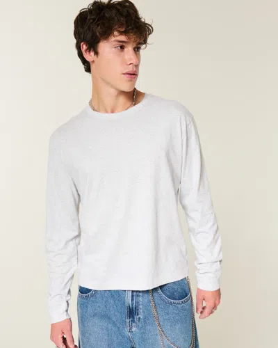 Hollister Relaxed Long-sleeve Cotton Crew T-shirt In White