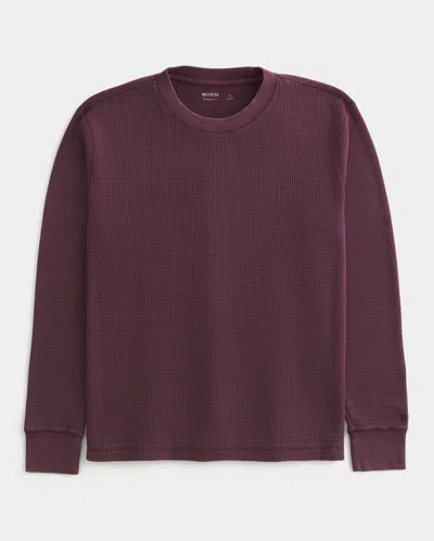 Hollister Relaxed Long-sleeve Thermal Crew Shirt In Purple
