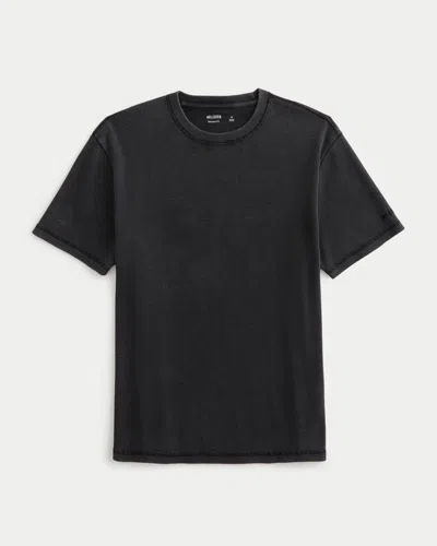 Hollister Relaxed Microthermal Crew T-shirt In Black