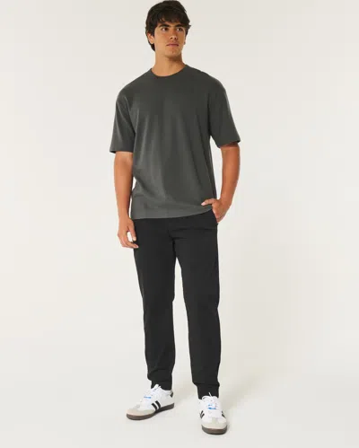 Hollister Relaxed Twill Joggers In Black