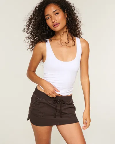 Hollister Remi Poplin Micro Mini Skort In Brown