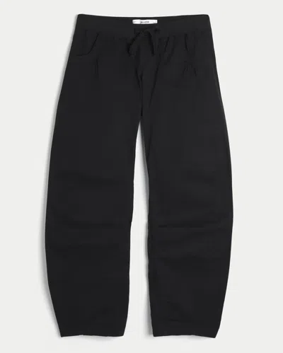 Hollister Remi Ultra Low-rise Poplin Baggy Cinch Pants In Black