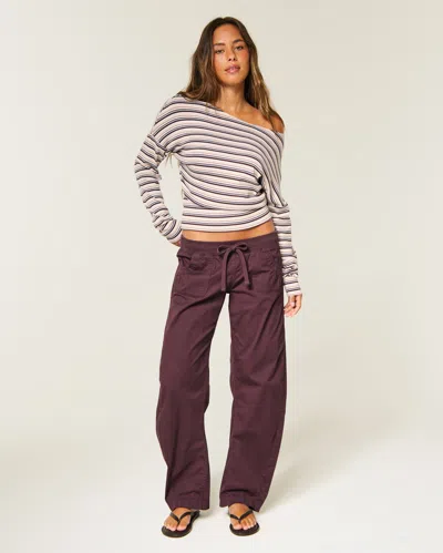 Hollister Remi Ultra Low-rise Poplin Baggy Cinch Pants In Purple