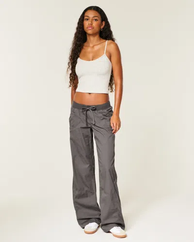 Hollister Remi Ultra Low-rise Poplin Pull-on Pants In Gray