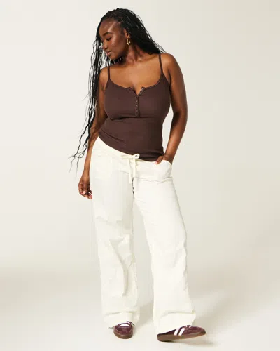 Hollister Remi Ultra Low-rise Poplin Pull-on Pants In Brown
