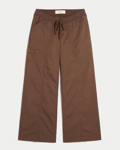 Hollister Remi Ultra Low-rise Wide-leg Pull-on Pants In Brown