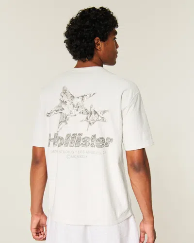 Hollister Reversible Cotton Logo Crew T-shirt In Cream Camo