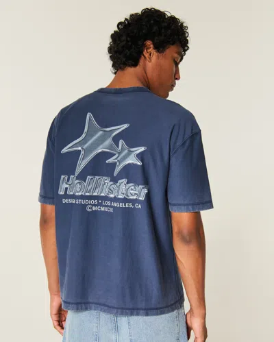 Hollister Reversible Cotton Logo Crew T-shirt In Navy