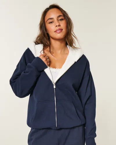 Hollister Reversible Faux Fur-lined Fleece Zip-up Hoodie