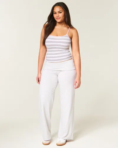 Hollister Reversible Knit Foldover Wide-leg Pants In White