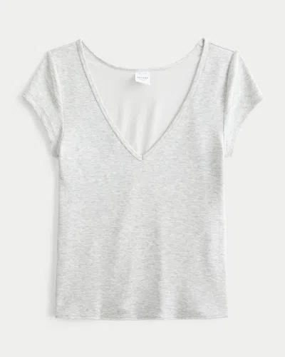 Hollister Reversible V-neck Slash-neck T-shirt In Gray