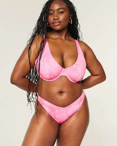 Hollister Rib Cheeky Bikini Bottom In Pink