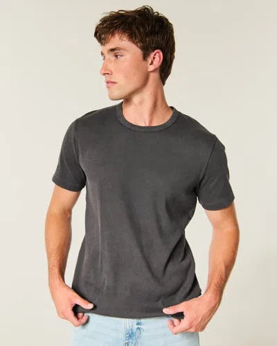 Hollister Rib Crew T-shirt In Charcoal