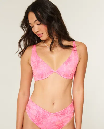 Hollister Rib High Apex Underwire Bikini Top In Pink