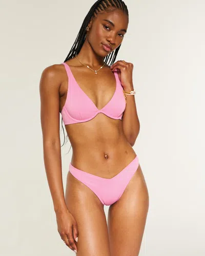 Hollister Rib High-leg Cheekiest Bikini Bottom In Pink