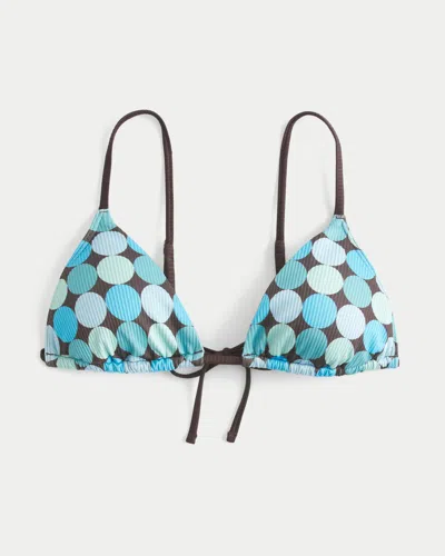 Hollister Rib Over-the-shoulder Bikini Top In Blue