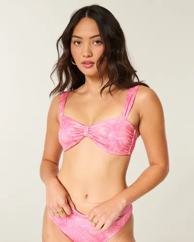 Hollister Rib Sweetheart Scoop Bikini Top In Pink