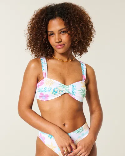 Hollister Rib Sweetheart Scoop Bikini Top In Blue