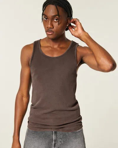 Hollister Rib Tank In Brown