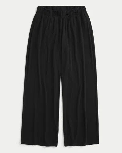 Hollister Rib Wide-leg Pants In Black