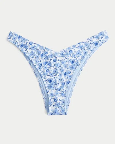 Hollister Ribbed Cheekiest Bikini Bottom In Blue