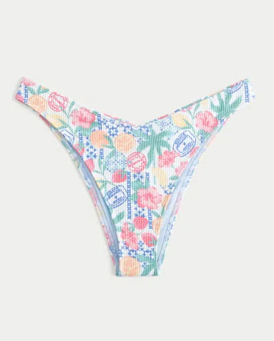 Hollister Ribbed Cheekiest Bikini Bottom In Blue