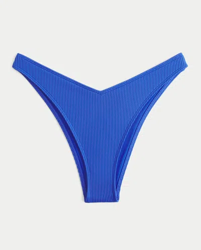 Hollister Ribbed Cheekiest Bikini Bottom In Blue