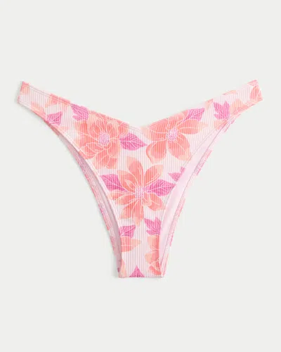 Hollister Ribbed Cheekiest Bikini Bottom In Pink