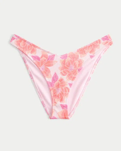 Hollister Ribbed Cheeky Bikini Bottom In Pink
