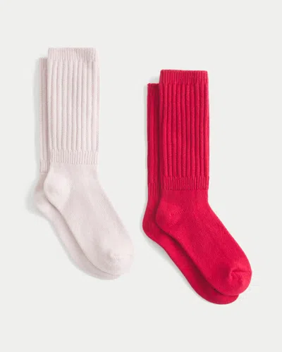 Hollister Ribbed Socks 2-pack In Pink