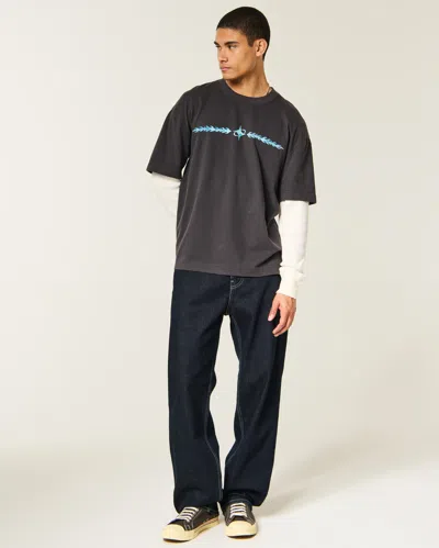 Hollister Rinse Wash Baggy Jeans In Blue
