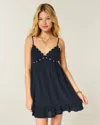 Hollister Rope Trim Babydoll Mini Dress