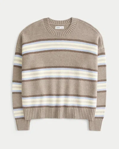 Hollister Knitted Crew Neck Sweater In Brown