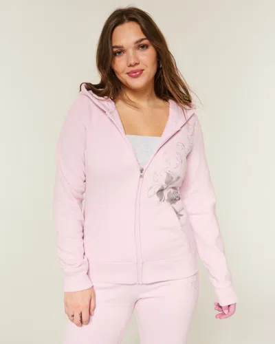 Hollister Rose Graphic Zip-up Hoodie
