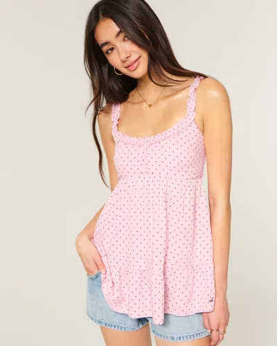 Hollister Ruffle Trim Tunic Top In Pink