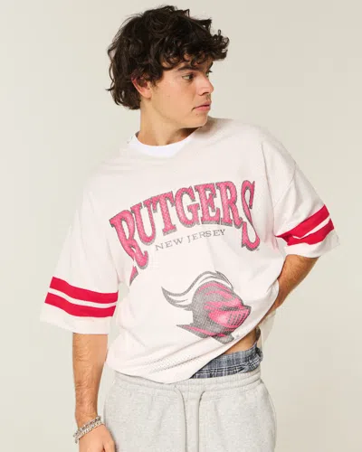 Hollister Rutgers University Scarlet Knights Graphic Football Jersey In White