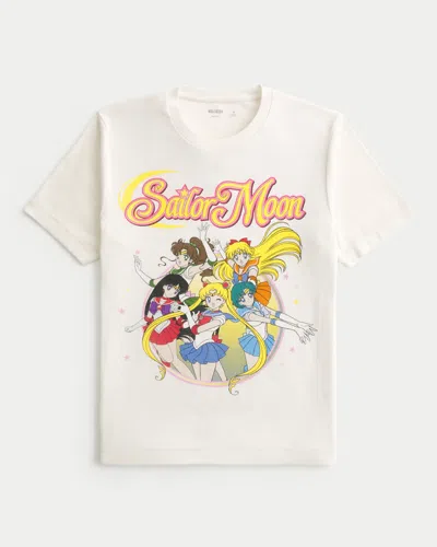 Hollister Sailor Moon Graphic Rib Baby Tee In White