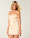 Hollister Satin Strapless Bow Bodycon Dress