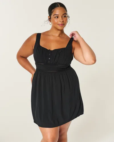 Hollister Scoop Babydoll Mini Dress In Black