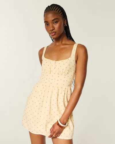 Hollister Scoop Babydoll Mini Dress In Yellow