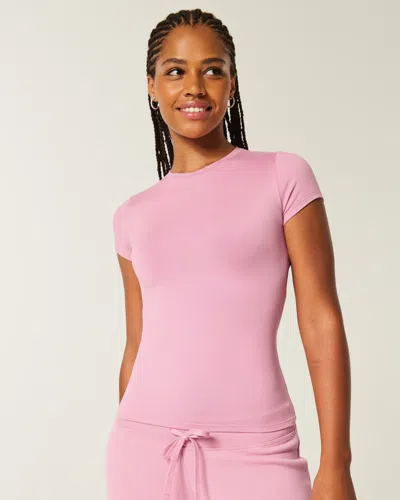 Hollister Seamless Fabric Crew Baby Tee In Pink