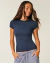 Hollister Seamless Fabric Crew Baby Tee In Blue