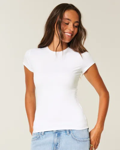 Hollister Seamless Fabric Crew Baby Tee In White