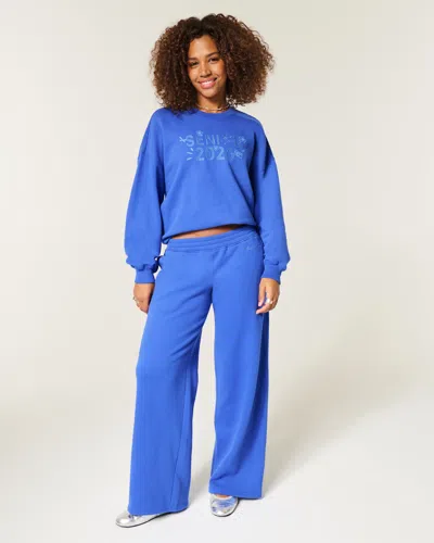 Hollister Senior Graphic Baggy Sweatpants In Blue