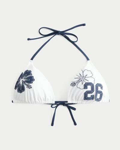 Hollister Senior Graphic Triangle Bikini Top In White