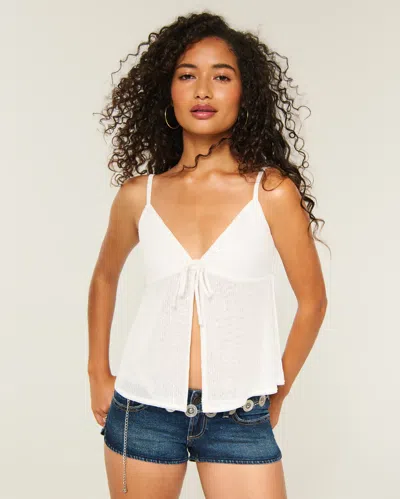Hollister Shimmer Flyaway Babydoll Top In White